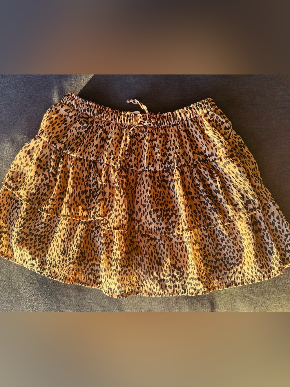 Tiered Leopard Print Mini Skort - Brown